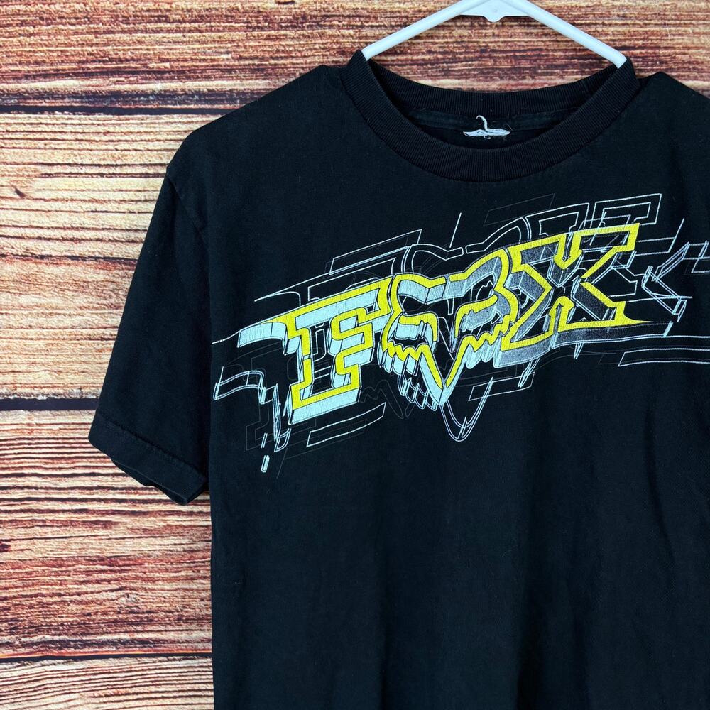 Vintage Y2k Fox Motocross Racing Black Graphic T-shirt - Picture 3 of 7